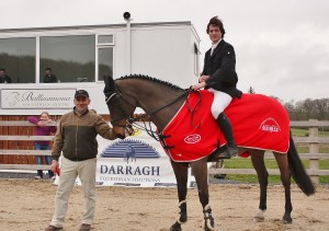 Copyright free image attached, *Note image to be used only in relation to this press release with photo credit to Sonya Dempsey Photo Caption: Vahe Bogossian of Balinamona Equestrian Centre pictured with Thomas O Brien and Ullrich winners of the eighth round of the HSI/Connolly's RED MILLS Spring Tour at Balinamona, Waterford, photo credit Sonya Dempsey 