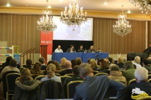 view of the morning panel of niall madden ,brendan mc ardle,davide focardi and gisselle holstein at the 2016 equine hedge school 5/1/16 photo by Laurence dunne Jumpinaction.net